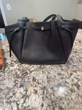 Tory Burch Large Romy Black Leather Tote